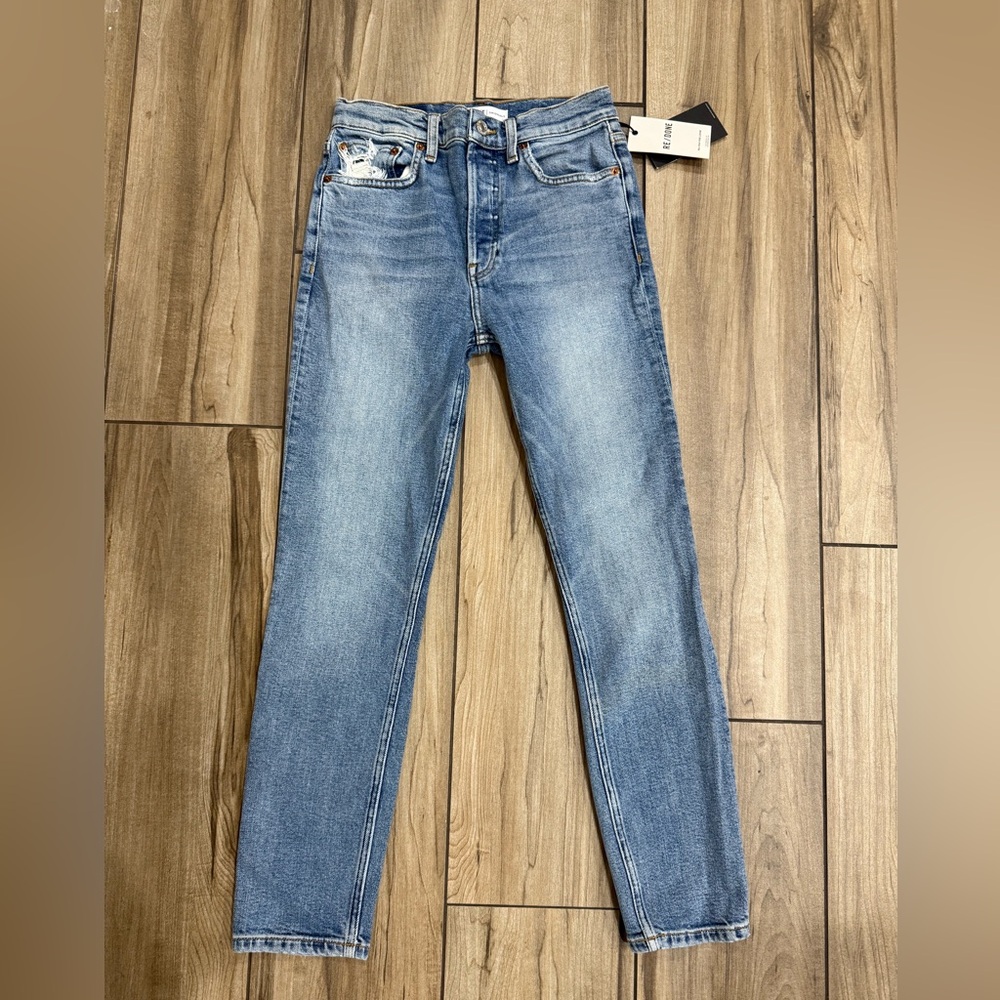 NWT Re/Done Distressed High Rise Ankle Crop Jeans Sz 26